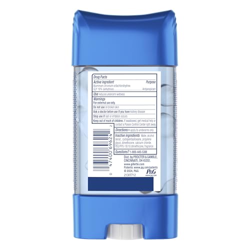 Buy now Gillette Antiperspirant and Deodorant for Men, 72hr Sweat & Odor Protection, Long Lasting Freshness, Anti-White Mark Technology, Clear Gel, Mountain Air Scent, 3.8 oz at indiglob india