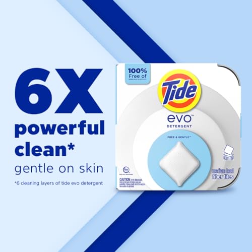 Buy now Tide evo Free & Gentle Laundry Detergent Tiles, Fragrance-Free, 40 Medium Sized Loads, Easy to Use, Safe for All Machines and Water Conditions at indiglob india