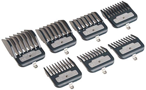Buy now Andis Master Series Premium Hair Clipper Attachment Comb Set, Clipper Guards Cutting Guides with Metal Clip, Black, 7 Count at indiglob india