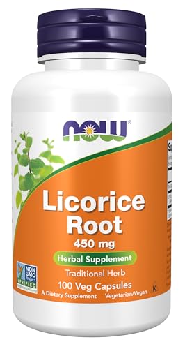 Buy now NOW Supplements, Licorice Root (Glycyrrhiza glabra) 450 mg, Herbal Supplement, 100 Veg Capsules at indiglob india