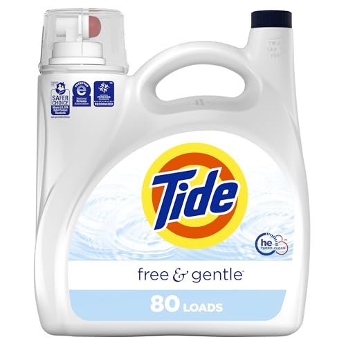 Buy now Tide Free & Gentle Liquid Laundry Detergent, 80 Loads, 105 fl oz, Tide Laundry Detergent, Clean Laundry Detergent at indiglob india