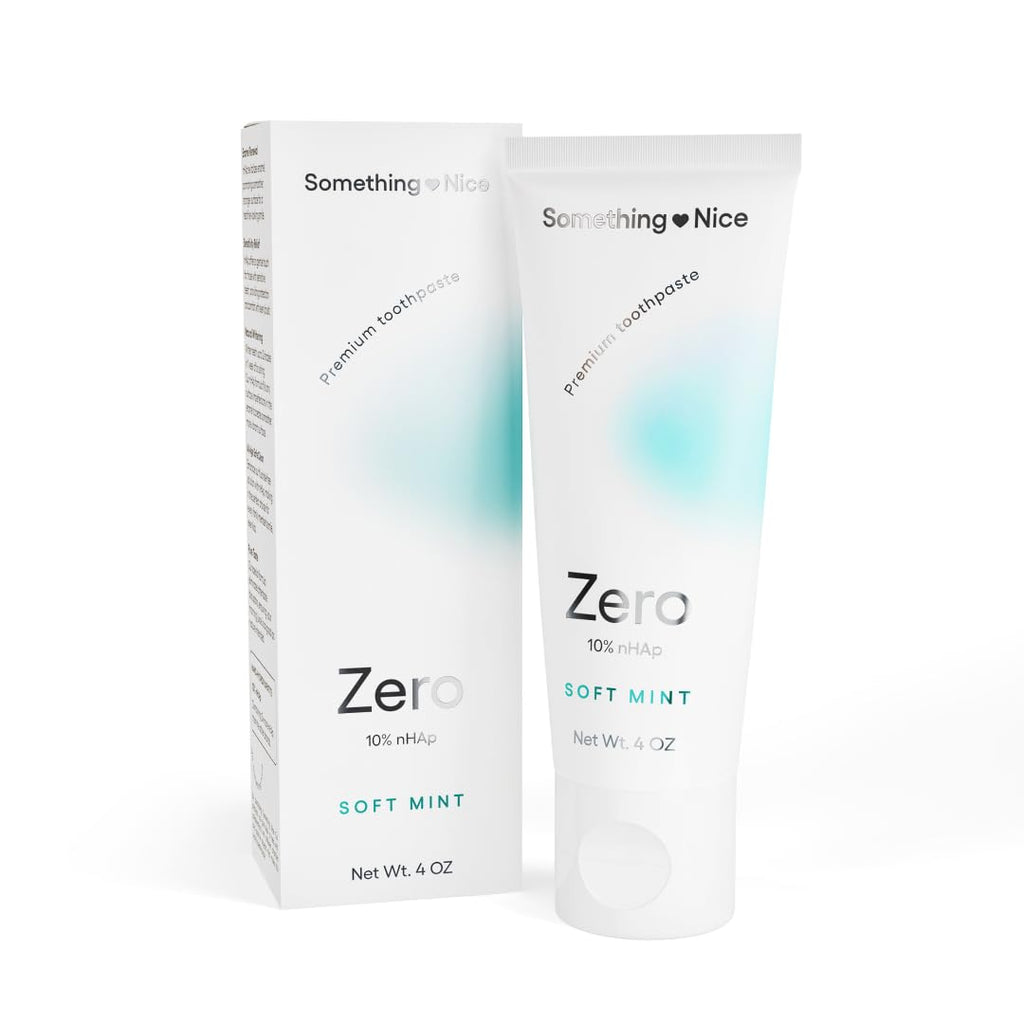 Something Nice Zero Toothpaste - 10% Nano Hydroxyapatite Toothpaste Fluoride Free, Remineralizing, Enamel Repair and Natural Whitening, Suitable for Sensitive Teeth, Adults & Kids Oral Care, Mint, 4oz
