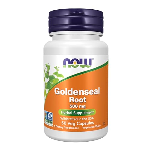 Buy now NOW Supplements, Goldenseal Root (Hydrastis canadensis) 500 mg, Herbal Supplement, 50 Veg Capsules at indiglob india