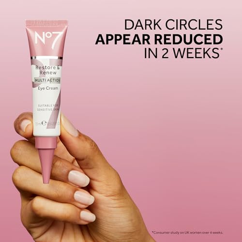 Buy now No7 Restore & Renew Multi Action Eye Cream - Skin Renewing Under Eye Cream for Puffiness & Dark Circles - Moisturizing Formula for Wrinkles (15ml) at indiglob india