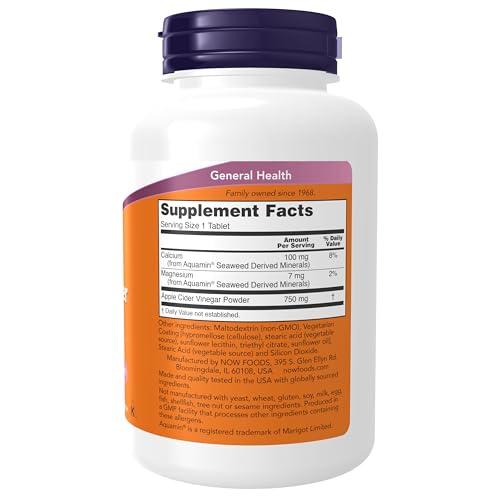Buy now NOW Foods Supplements, Apple Cider Vinegar 750 mg, from Fermentation of Sweet Apple Cider, Extra Strength, 180 Tablets at indiglob india