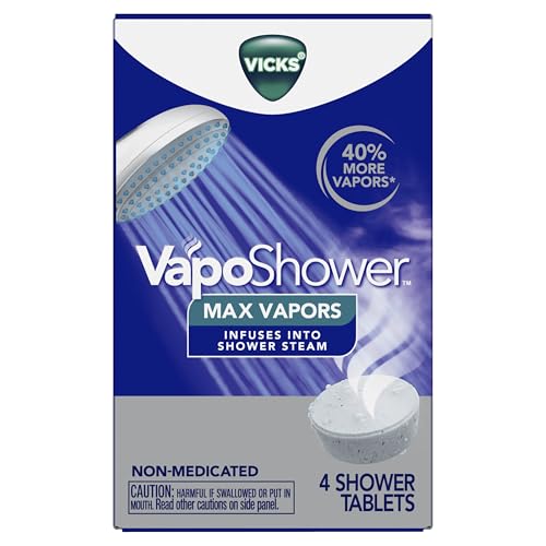 Buy now Vicks VapoShower Max Tablets, Non-Medicated Eucalyptus Shower Steamer Tablets, Menthol, Aromatherapy, 4ct at indiglob india