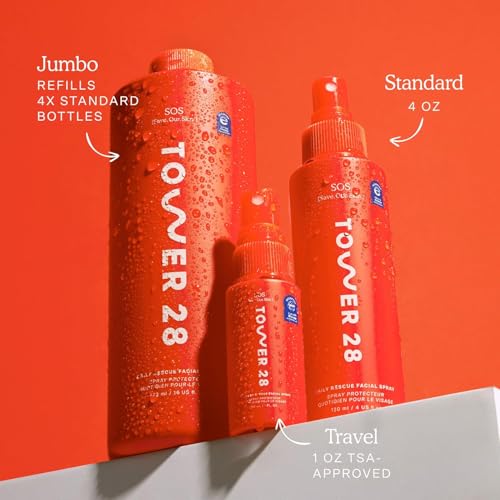 Buy now Tower 28 SOS Daily Rescue Facial Spray - Hypochlorous Acid Spray to Help Reduce Redness, Calm Irritation + Alleviate Flare-Ups - Purifying Travel Size Face Toner - Everyday Skin Care Essential (1 oz) at indiglob india