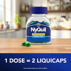 Buy now NyQuil Ultra Concentrated Cold and Flu Medicine, Nighttime, Relief for Cough, Sore Throat, Fever, Congestion, Easy to Swallow, Easy to Open Bottle, 48 LiquiCaps at indiglob india