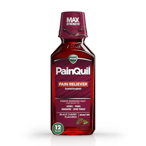 Buy now Vicks PainQuil Pain Relief Acetaminophen 1000mg Max StrengthÆ’?Â­ Adult Pain Reliever Liquid 12oz, Backache Headache Relief, 1 Daytime Pain Reliever at indiglob india