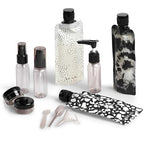 Buy now Kitsch 11 PCS Travel Bottles for Toiletries â€“ Travel Essentials Kit for Shampoo, Conditioner, Lotion & More - TSA Approved Travel Bottles, Leak-Proof Refillable Travel Size Containers - Black & Ivory at indiglob india