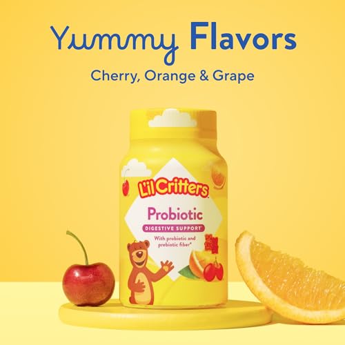 Buy now Lâ€™il Critters Probiotic Daily Gummy Supplement for Kids, for Digestive Health Support, Grape, Cherry and Orange Flavors, 60 Gummies at indiglob india