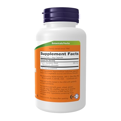 Buy now NOW Foods Supplements, Dandelion Root (Taraxacum officinale) 500 mg, Herbal Supplement, For Dietary, 100 Veg Capsules at indiglob india