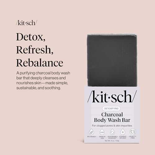 Buy now Kitsch Charcoal Soap Body Wash Bar â€“ Detoxifying Bar Soap with Activated Charcoal â€“ Gently Removes Excess Oil & Impurities, Clears Pores, Firms & Moisturizes Skin â€“ Made in USA - 4 oz at indiglob india
