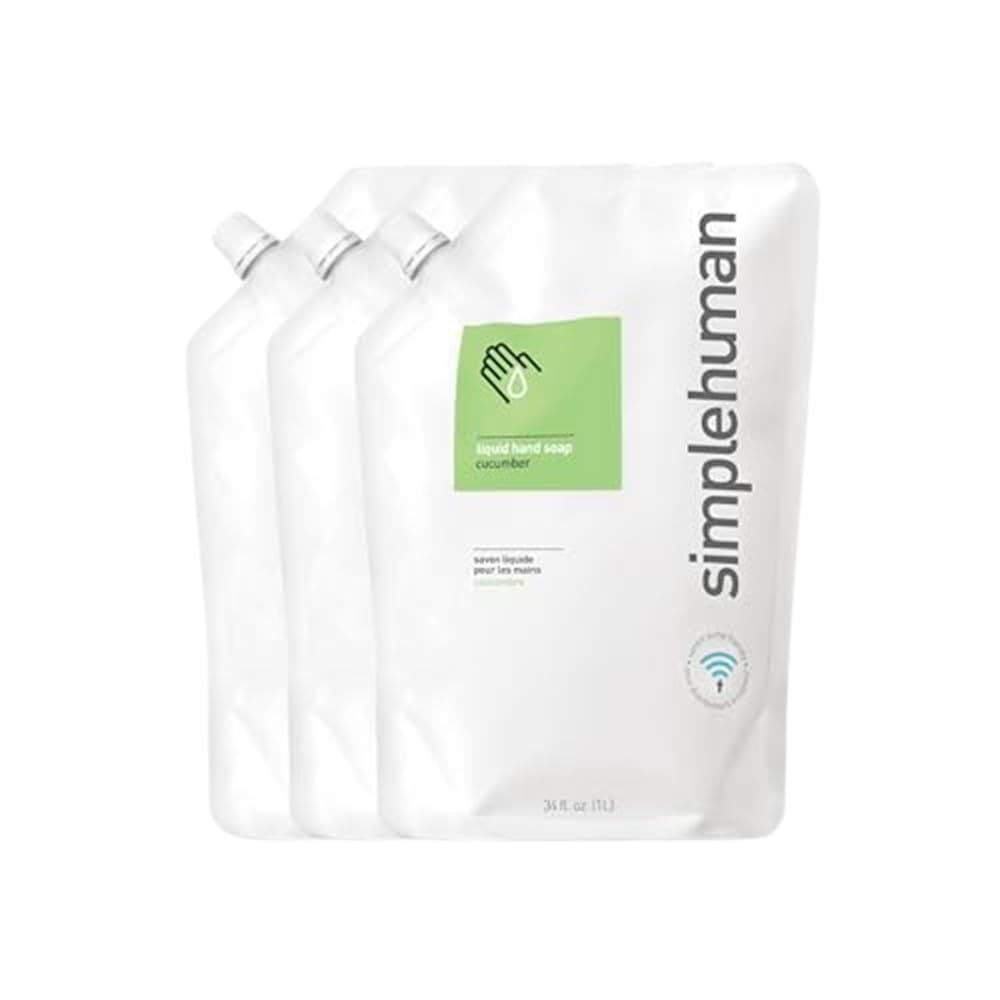 Buy now simplehuman Fragrance Free Moisturizing Liquid Hand Soap Refill Pouch, 34 Fl. Oz, Pack of 6 at indiglob india