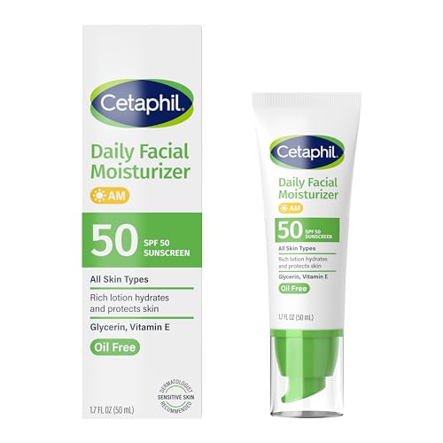 Buy now Cetaphil Daily Facial Moisturizer SPF 50, 1.7 Fl Oz (Pack of 2), Gentle Facial Moisturizer For Dry to Normal Skin Types, No Added Fragrance, Dermatologist Recommended (Packaging May Vary) at indiglob india