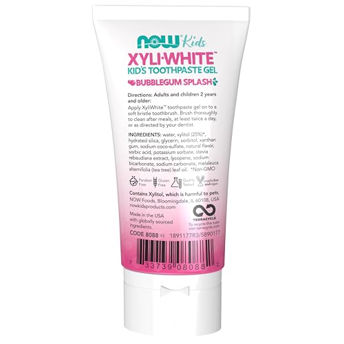 Buy now NOW Foods Solutions, XyliwhiteÆ’?â€º Toothpaste Gel for Kids, Bubblegum Splash Flavor, Kid Approved! 3-Ounce, packaging may vary at indiglob india
