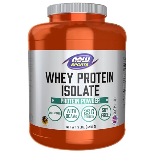Buy now NOW Foods Sports Nutrition, Whey Protein Isolate, 25 g With BCAAs, Unflavored Powder, 5-Pound at indiglob india