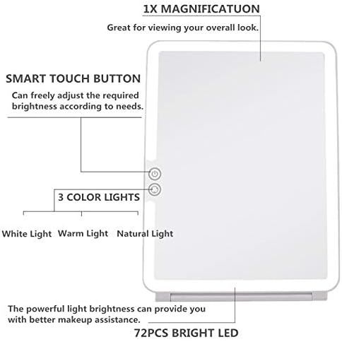 Buy now deweisn Folding Lighted Makeup Mirror with 72 LEDs 3 Colors Light Modes USB Rechargable 1800mA Batteries Portable Ultra Thin Compact Vanity Mirror Dimmable Travel Mirror at indiglob india