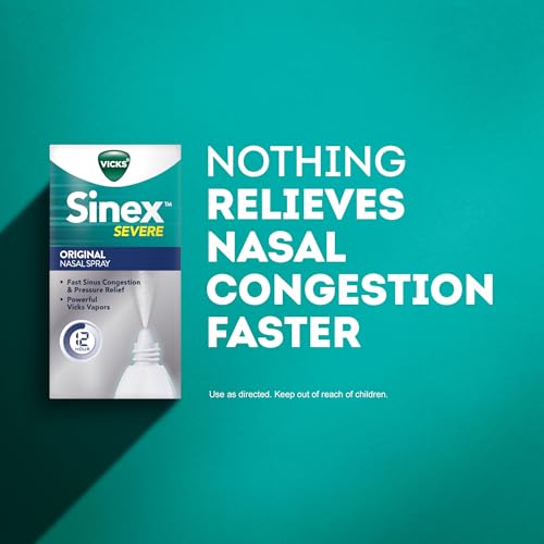 Buy now Vicks Sinex SEVERE, Nasal Spray, Original Sinus Decongestant for Fast Relief of Cold & Allergy Congestion, Sinus Pressure Relief, 0.5 Fl. Oz (Pack of 4) at indiglob india