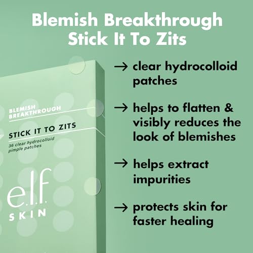 Buy now e.l.f. SKIN Blemish Breakthrough Stick It To Zits Pimple Patches, Helps Reduce The Look of Blemishes & Heal, Vegan & Cruelty-free, 36 Patches at indiglob india