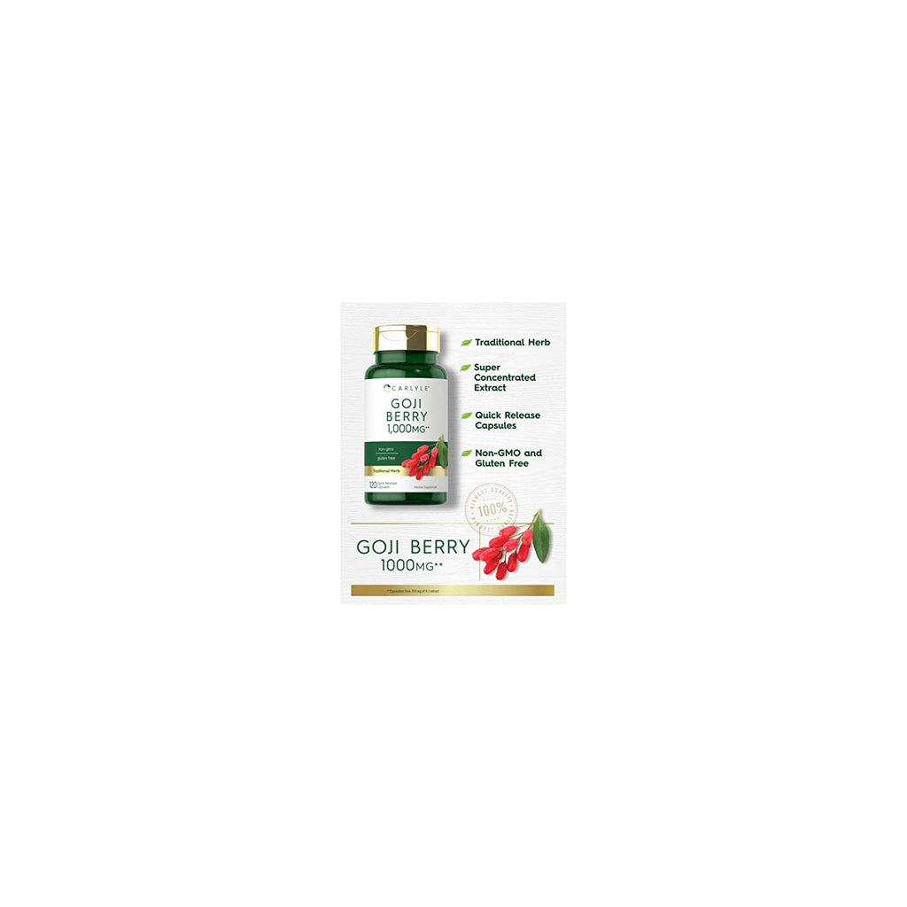 Buy now Carlyle Goji Berry | 120 Capsules | Concentrated Extract from Wolfberry Plant | Non-GMO, Gluten Free at indiglob india