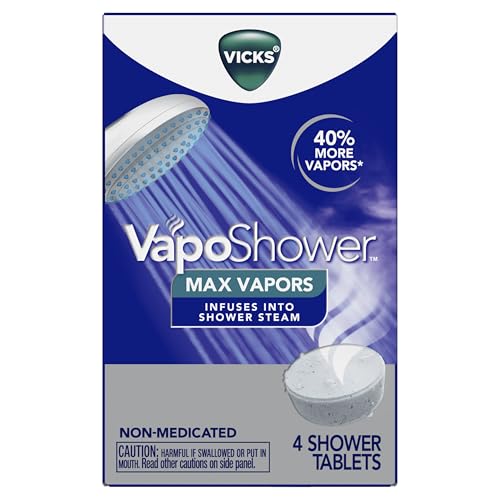 Buy now Vicks VapoShower Max Tablets, Non-Medicated Eucalyptus Shower Steamer Tablets, Menthol, Aromatherapy, 4ct at indiglob india