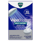 Buy now Vicks VapoShower Max Tablets, Non-Medicated Eucalyptus Shower Steamer Tablets, Menthol, Aromatherapy, 4ct at indiglob india