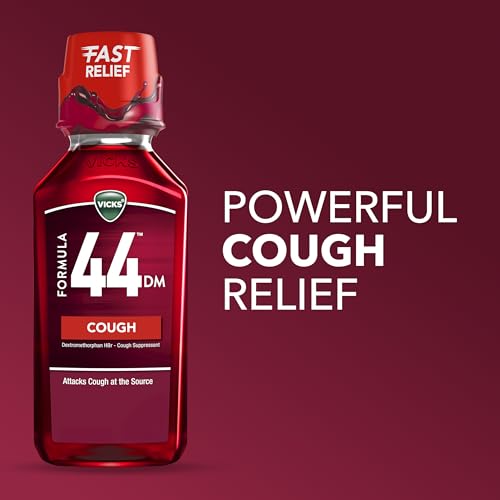 Buy now Vicks Formula 44 DM Cough Liquid, Over-The-Counter Medicine, Day or Night, Cough Syrup, Powerful Cough Relief, Lasts Up to 8 Hours, Cough Suppressant, Berry Flavor, 12 FL OZ at indiglob india