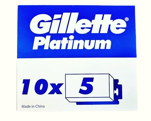 Buy now Gillette Double Edge Platinum Safety Razor Blades for Men, Pack of 50 Stainless Steel Refill Blades at indiglob india