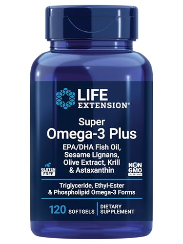 Buy now Life Extension Super Omega-3 Plus EPA/DHA Fish Oil, Sesame Lignans, Olive Extract, Krill & Astaxanthin - Heart, Brain & Joint Health Support - Gluten-Free, Non-GMO - 120 Softgels at indiglob india