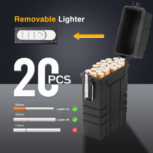 Buy now SOMGEM Cigarette Case with USB Rechargeable Electric Lighter for Whole Package Cigarettes 20pcs, Waterproof Cigarette Holder for Outdoor Camping Hiking at indiglob india