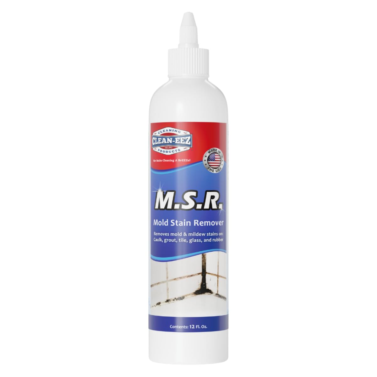 Clean-eez Mold Stain Remover Gel | Powerful Mold and Mildew Stain Remover for Caulk and Almost Any Bathroom Surface Like Grout, Glass, Tile and Rubber | Made In USA from US Company