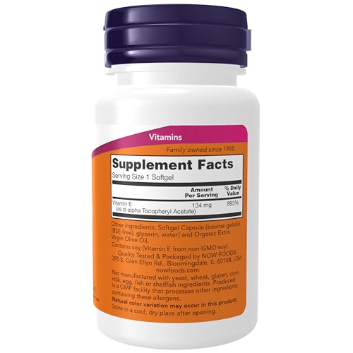 Buy now NOW Foods Supplements, Vitamin E-200 IU, D-Alpha Tocopheryl, Antioxidant Protection*, 100 Softgels at indiglob india