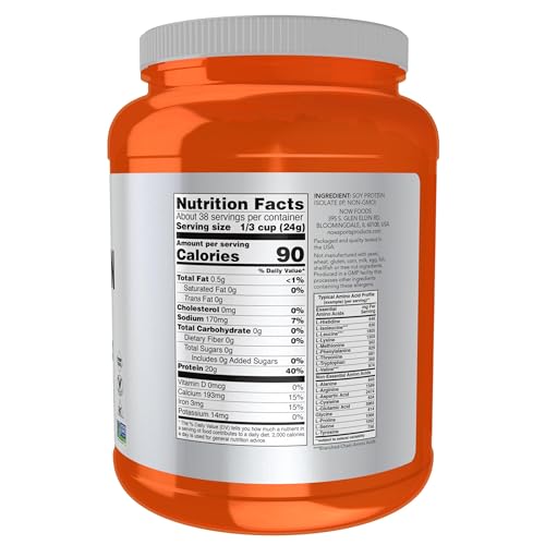 Buy now NOW Foods Sports Nutrition, Soy Protein Isolate 20 g, 0 Carbs, Unflavored Powder, 2-Pound at indiglob india