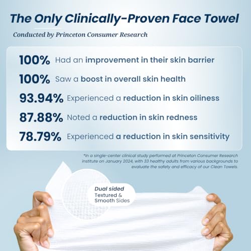 Buy now Clean Skin Club Clean TowelsÂ®, 100% USDA Biobased Face Towel, Disposable Face Towelette, Eczema Association Accepted, Makeup Remover Dry Wipes, Ultra Soft, 1 Pack, 25 Ct at indiglob india