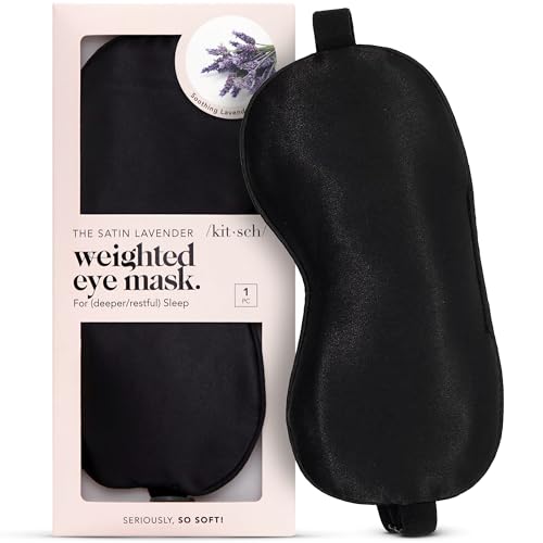 Buy now Kitsch Weighted Satin Sleep Mask - Weighted Eye Masks for Sleep and Travel - Lavender Sleeping Mask for Women and Men - Light Blocking, Adjustable Strap, Ultra-Soft (4.1oz/116g) at indiglob india