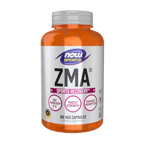 Buy now NOW Foods Sports Nutrition, ZMA (Zinc, Magnesium and Vitamin B-6), Enhanced Absorption, Sports Recovery*, 180 Capsules at indiglob india