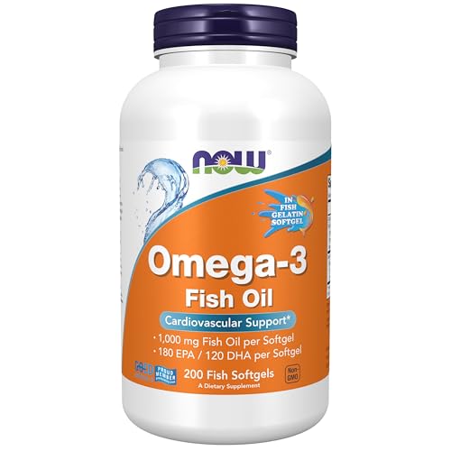 Buy now NOW Foods Supplements, Omega-3 180 EPA / 120 DHA, Molecularly Distilled, Cardiovascular Support*, 200-Fish Gelatin Softgels,Packaging may vary at indiglob india