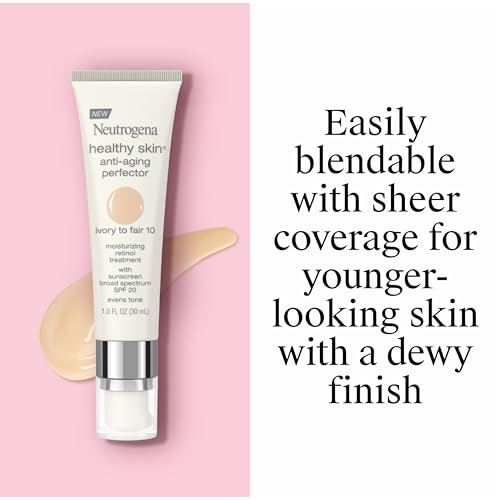 Buy now Neutrogena Healthy Skin Anti-Aging Perfector Tinted Facial Moisturizer and Retinol Treatment with Broad Spectrum SPF 20 Sunscreen with Titanium Dioxide, 10 Ivory to Fair, 1 fl. oz at indiglob india