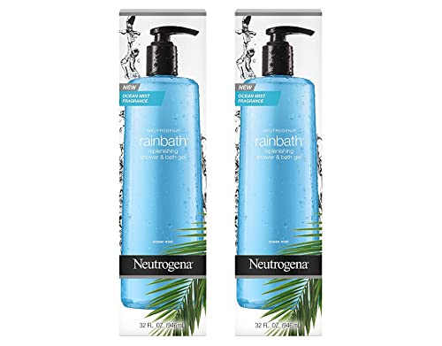 Buy now Neutrogena Rainbath Replenishing and Cleansing Shower and Bath Gel, Moisturizing Body Wash and Shaving Gel with Clean Rinsing Lather, Ocean Mist Scent, 32 fl. oz (Pack of 2) at indiglob india