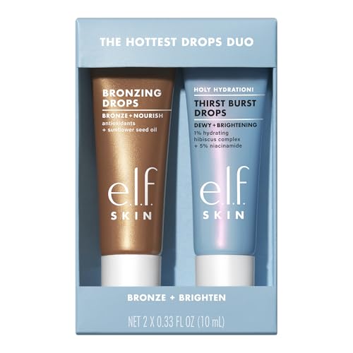 Buy now e.l.f. SKIN The Hottest Drops Duo, Holy Hydration! Thirst Burst & Bronzing Skincare Set, For A Dewy, Sun-Kissed Look, Vegan & Cruelty-Free at indiglob india