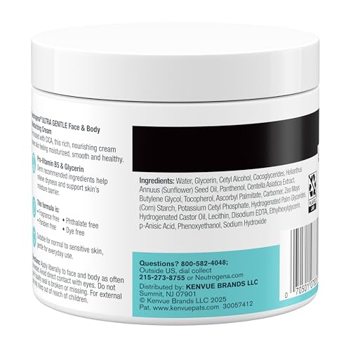 Buy now Neutrogena Ultra Gentle Face & Body Moisturizing Cream, Nourishing Face & Body Lotion Moisturizer for Normal to Sensitive Skin Leaves Skin Feeling Smooth & Healthy, Fragrance Free, 11 oz at indiglob india