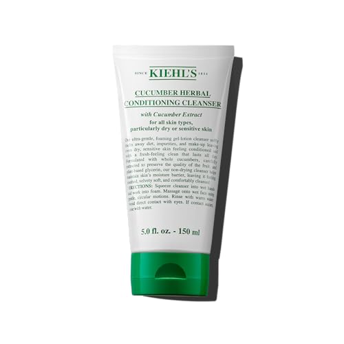 Buy now Kiehl's Cucumber Herbal Conditioning Cleanser, Gentle Face Wash for Dry & Sensitive Skin, Leaves Skin Feeling Fresh, with Cucumber Extract & Glycerin, Non-drying Formula, All Skin Types - 5 fl oz at indiglob india
