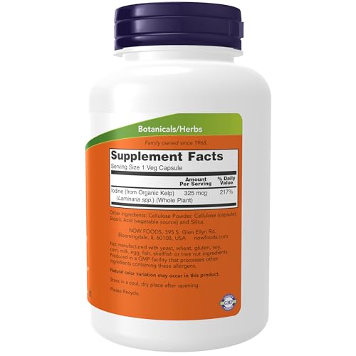Buy now NOW Supplements, Kelp 325 mcg of Natural Iodine, Supports Healthy Thyroid Function*, Super Green, 250 Veg Capsules at indiglob india