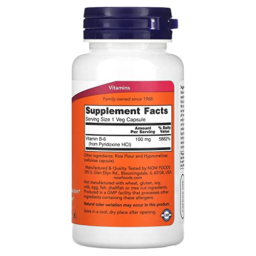 Buy now Now Foods B-6 100mg 100 Capsules at indiglob india
