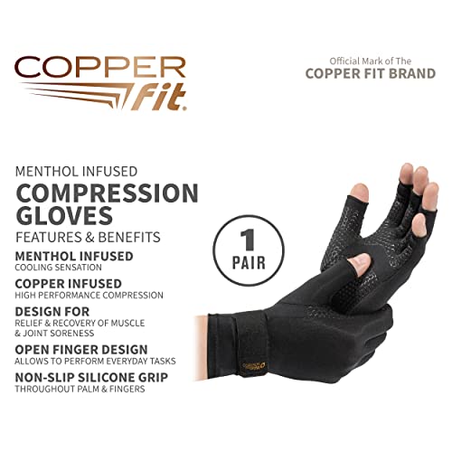 Buy now Copper Fit ICE Compression Gloves Infused with Menthol and Coq10 for Recovery, Black at indiglob india