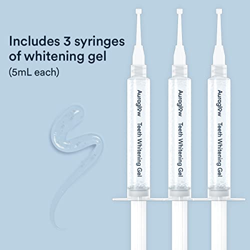 Buy now AuraGlow Teeth Whitening Gel Syringe Refill Pack, 44% Carbamide Peroxide, (3X) 5ml Syringes, 30 Treatments at indiglob india