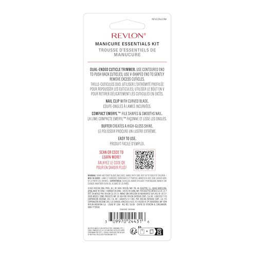 Buy now Revlon Manicure Essentials Kit with Travel Case, Nail Care Set with Dual Ended Cuticle Trimmer, Curved Blade Clippers, Compact Emeryl File & Buffer (Pack of 1) at indiglob india