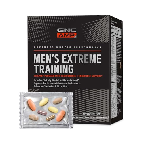 Buy now GNC AMP Menâ€™s Extreme Training Vitapak Program, 5 Products in 1, Convenient Vitamin Pack for Performance & Endurance, Adult Multivitamin, Proven Ingredients, Caffeine, Nitric Oxide, 30 Day Supply at indiglob india