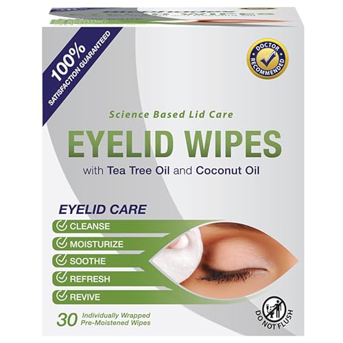 Buy now Lunovus Premium Eyelid Wipes With Tea Tree and Coconut Oil - Cleansing Wipes for People Itchy Eyes - Individually Wrapped - Box Of 30 Natural Eye Wipes at indiglob india